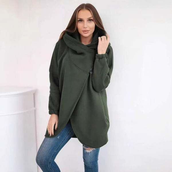Women's Plus Size Hooded Sweatshirt, Half-zip Fashion Design
