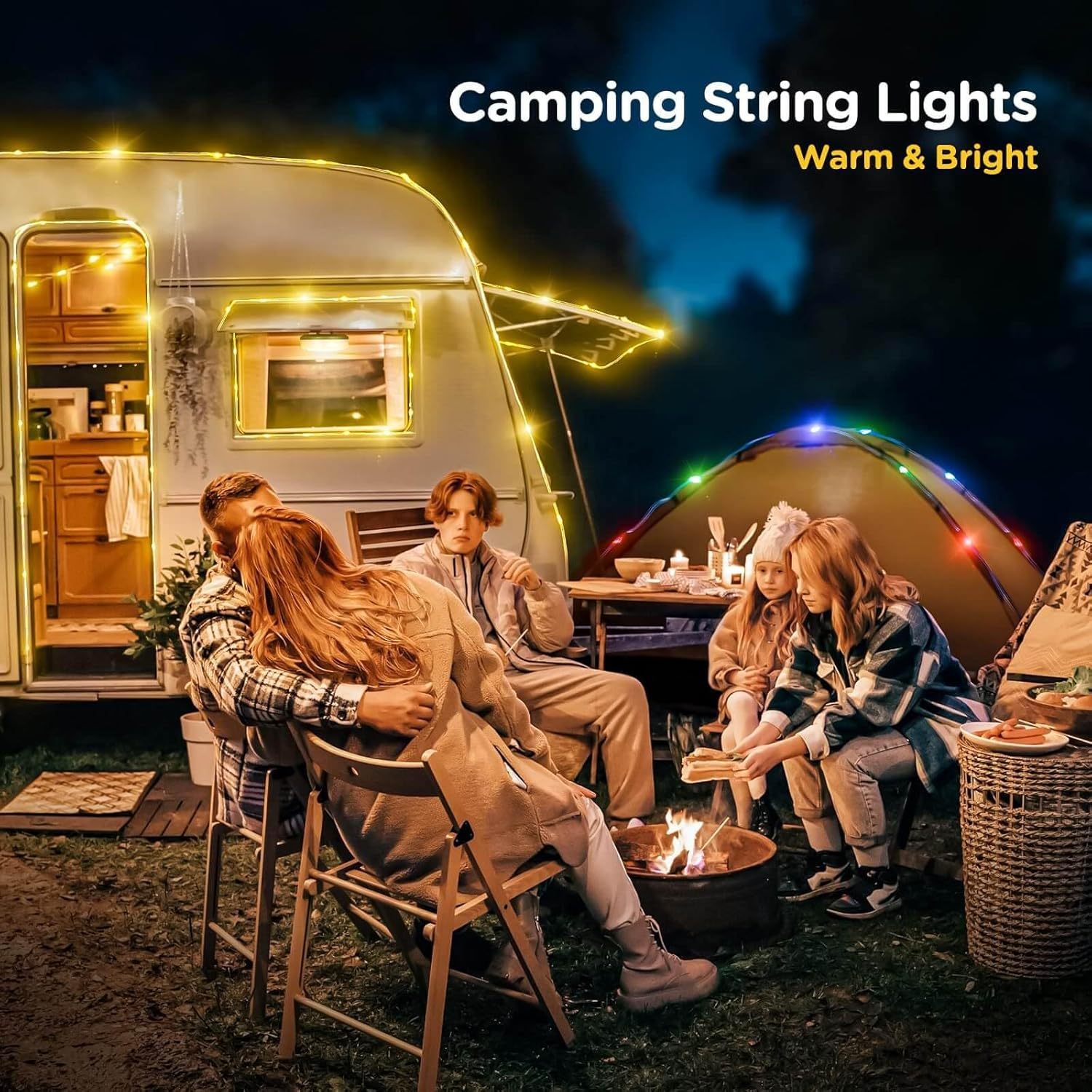 32.8ft Waterproof Portable Retractable Camping String Lights