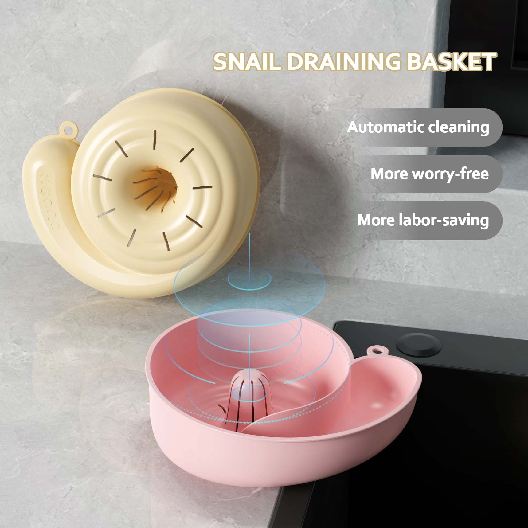 Small snail drain basket hanging dry and wet separation fruit and vegetable drain basket
