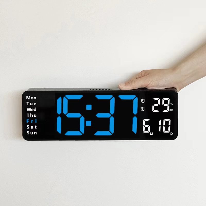 ⚡13" Large Digital Clock with Temperature, Date, Auto DST, Night Light, Auto Brightness Dimmer-SLOOSELYK