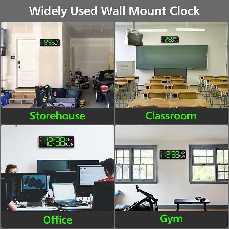 ⚡13" Large Digital Clock with Temperature, Date, Auto DST, Night Light, Auto Brightness Dimmer-SLOOSELYK