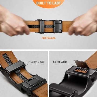 Eptchn Leather Ratchet Belt With Adjustable Buckle CrackSlick