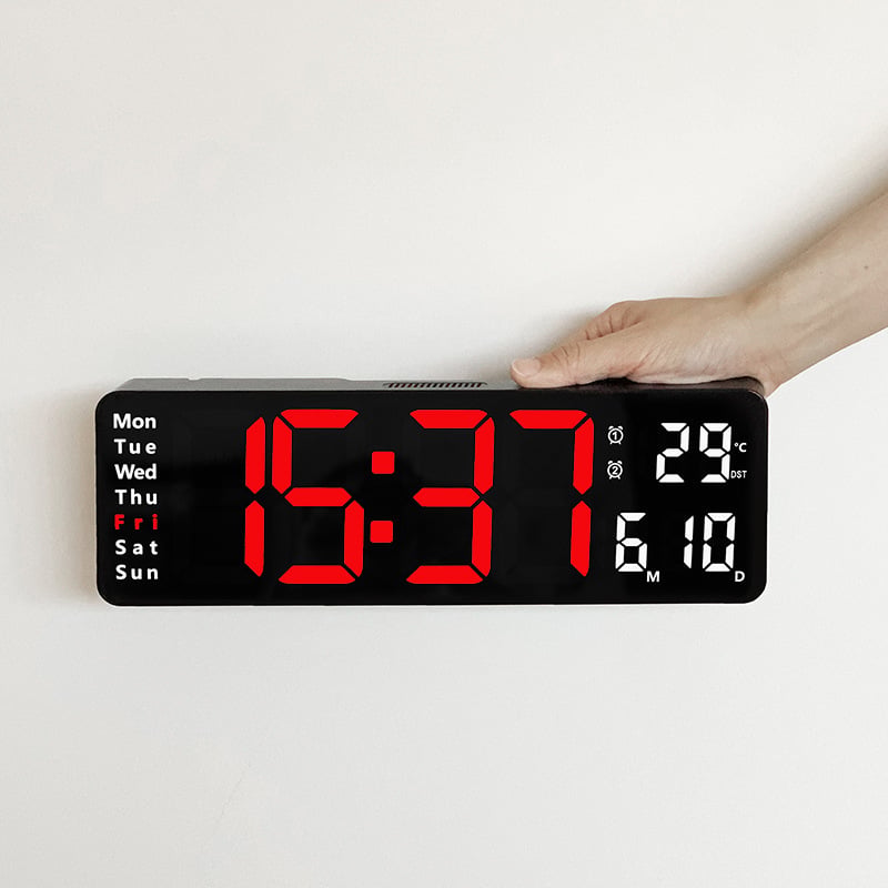 ⚡13" Large Digital Clock with Temperature, Date, Auto DST, Night Light, Auto Brightness Dimmer-SLOOSELYK