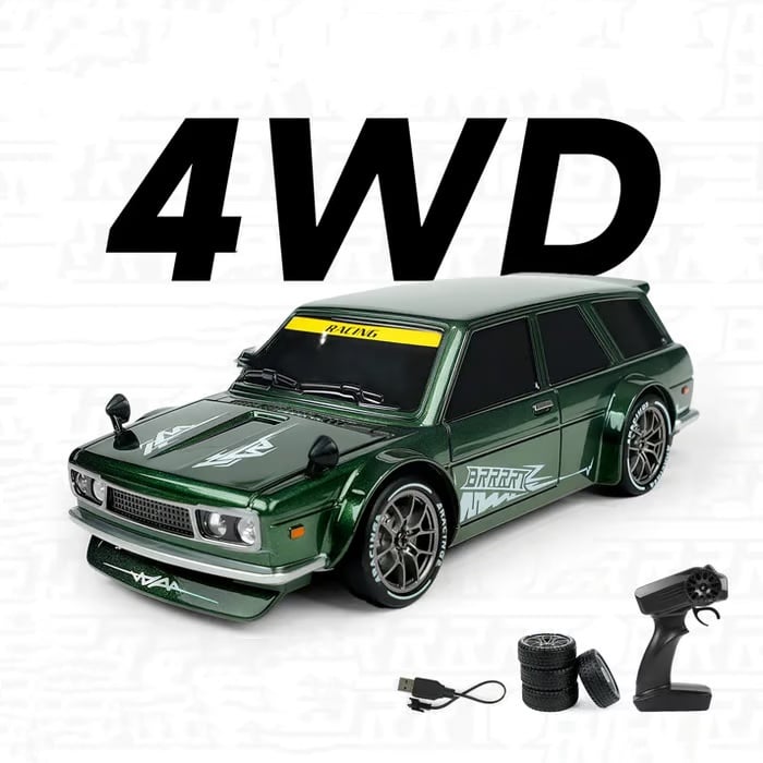 1/24 Scale High-speed drift racer with wireless remote control and four-wheel drive power
