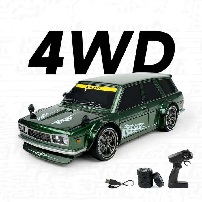 1/24 Scale High-speed drift racer with wireless remote control and four-wheel drive power