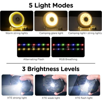 32.8ft Waterproof Portable Retractable Camping String Lights