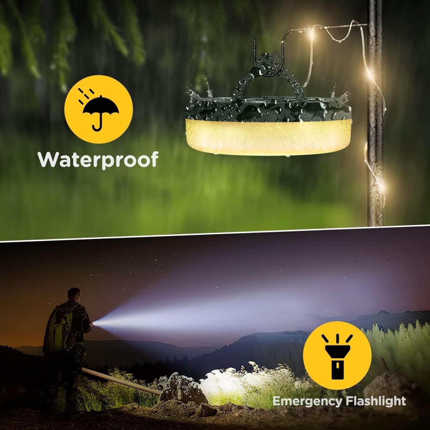 32.8ft Waterproof Portable Retractable Camping String Lights