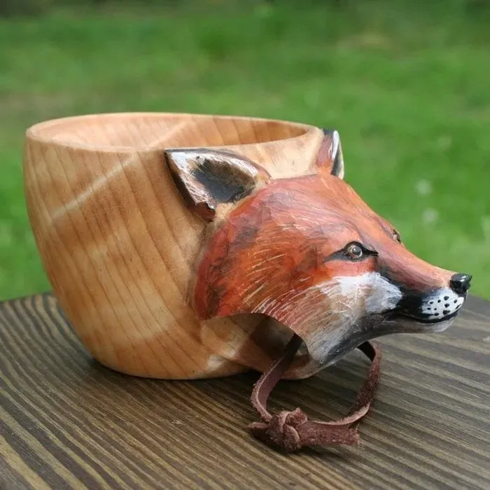 💥New Year Sale💥 🦌Animal Handmade Wooden Cup