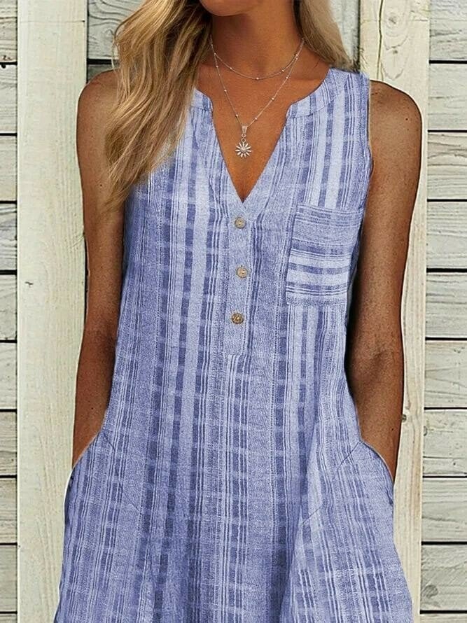 Stripes Stand Collar Dresses