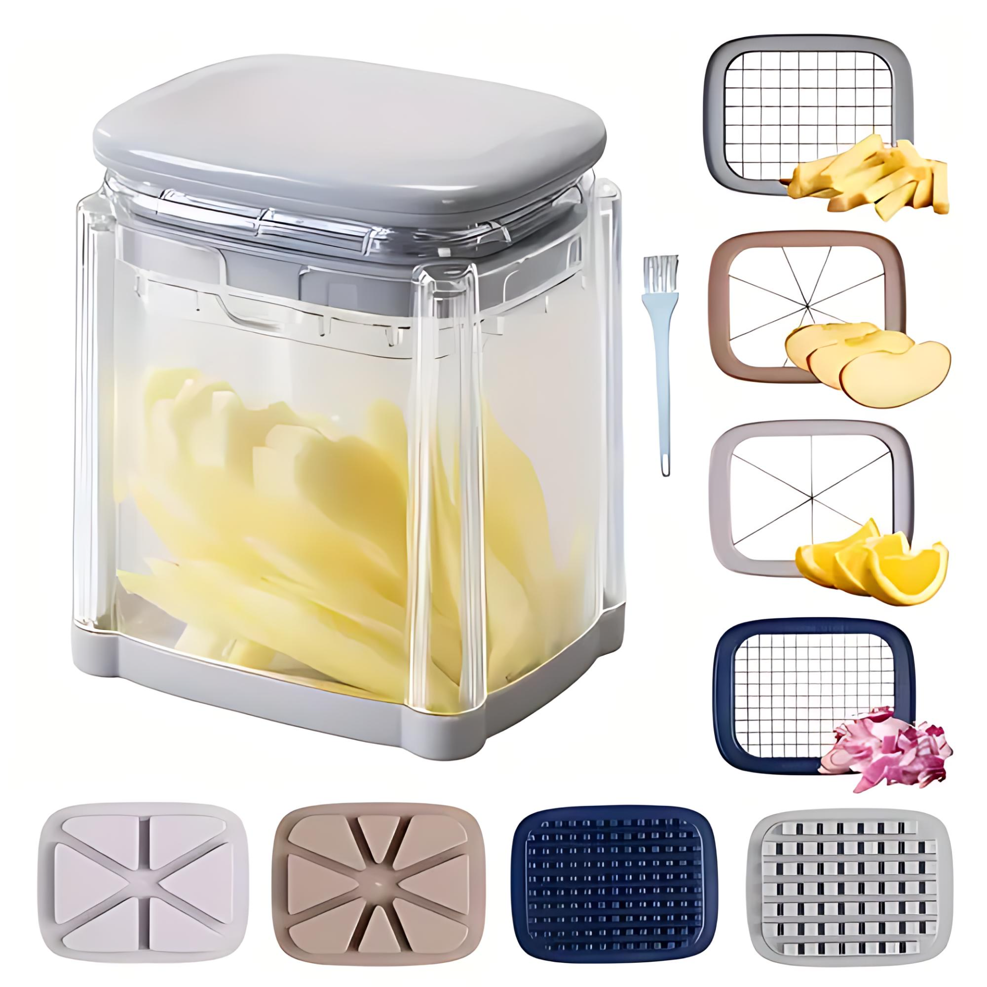 🔪 4-in-1 Manual Vegetable Chopper – No Power Needed | For Potatoes, Onions, Fruits & More 🍅🥔