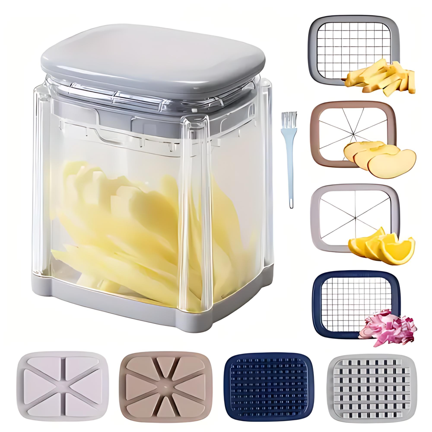 🔪 4-in-1 Manual Vegetable Chopper – No Power Needed | For Potatoes, Onions, Fruits & More 🍅🥔