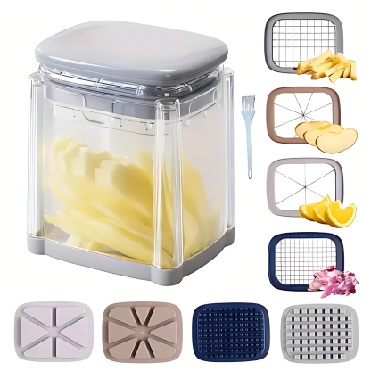 🔪 4-in-1 Manual Vegetable Chopper – No Power Needed | For Potatoes, Onions, Fruits & More 🍅🥔