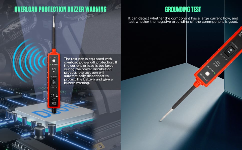 OVERLOAD PROTECTION BUZZER WARNING&GROUNDING TEST