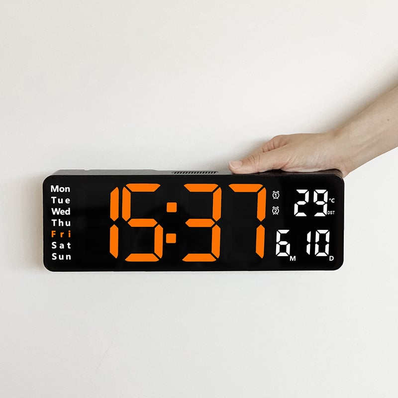 ⚡13" Large Digital Clock with Temperature, Date, Auto DST, Night Light, Auto Brightness Dimmer-SLOOSELYK