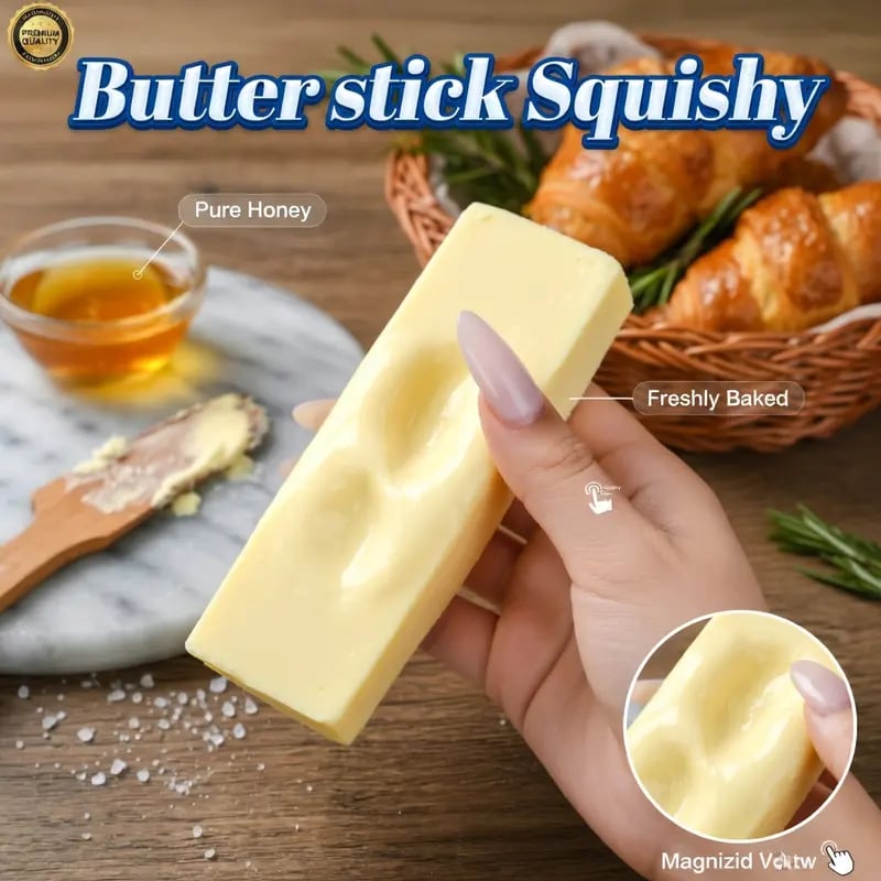 🧈 Butter Stick Squishy Toy – Funny Stress Relief Squeeze 😂
