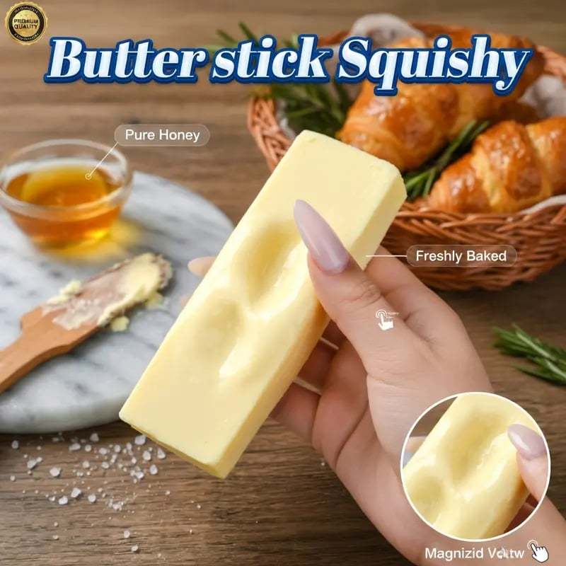 🧈 Butter Stick Squishy Toy – Funny Stress Relief Squeeze 😂