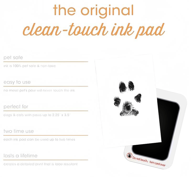 🐾Paw Print Kit for Dogs & Cats - 4-Pcs Mess-Free Ink Pads, 2 Photo Frames | Clean Touch Pet Paw and Nose Print Keepsake Memorial Gift