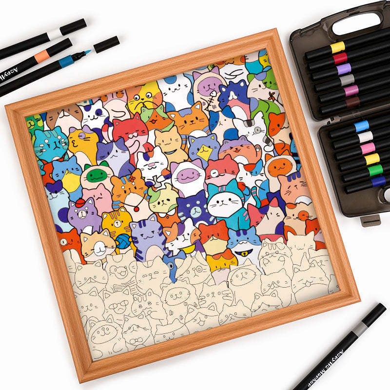 Little Kitties - Wooden Coloring Puzzle