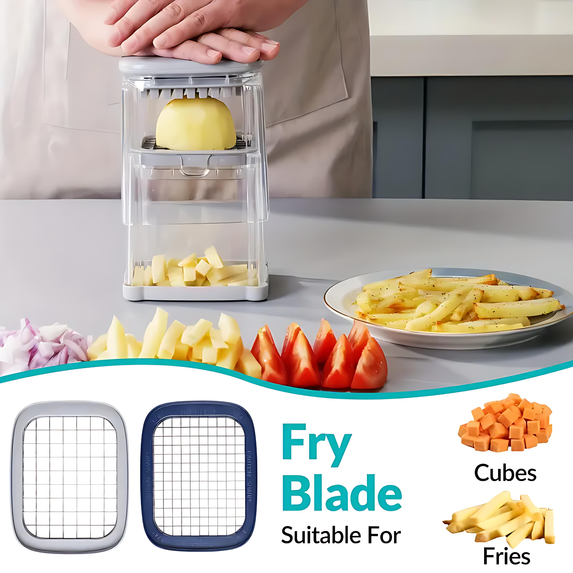 🔪 4-in-1 Manual Vegetable Chopper – No Power Needed | For Potatoes, Onions, Fruits & More 🍅🥔