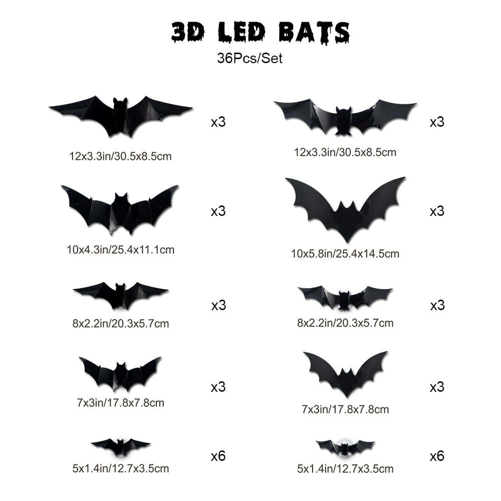 🎃2025 Halloween Must-Have🦇: 3D Bat Light Decoration Set