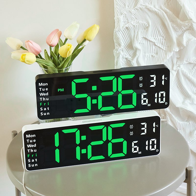⚡13" Large Digital Clock with Temperature, Date, Auto DST, Night Light, Auto Brightness Dimmer-SLOOSELYK