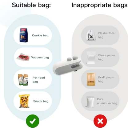 Small 2-in-1 Rechargeable Magnetic Snack Sealer Household Mini Sealing Machine