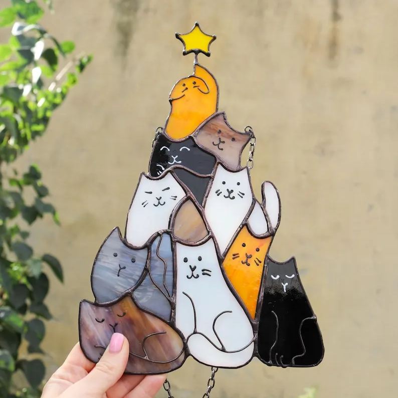 🎄😻Cat Christmas Tree Suncatcher Ornament-SLOOSELYK