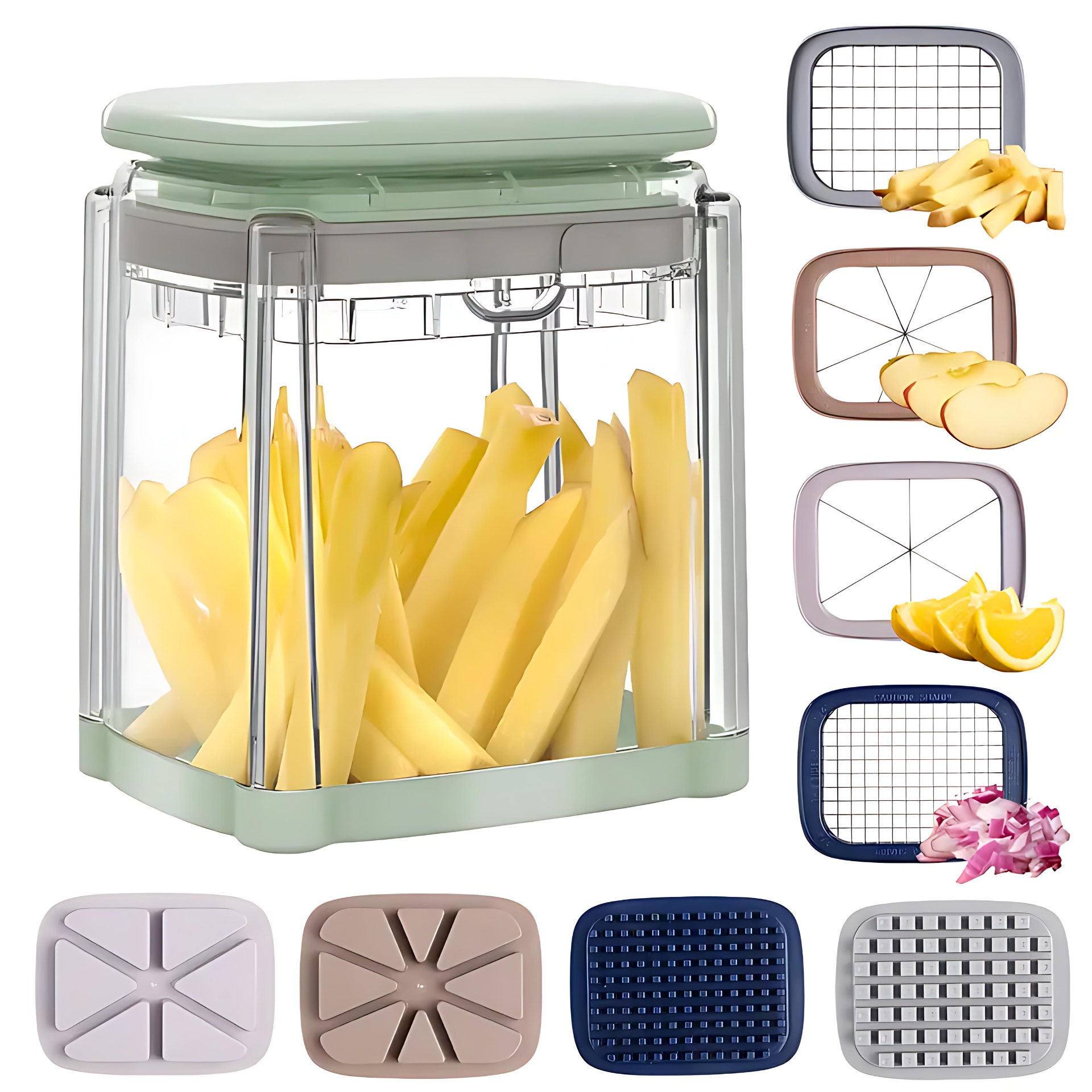 🔪 4-in-1 Manual Vegetable Chopper – No Power Needed | For Potatoes, Onions, Fruits & More 🍅🥔