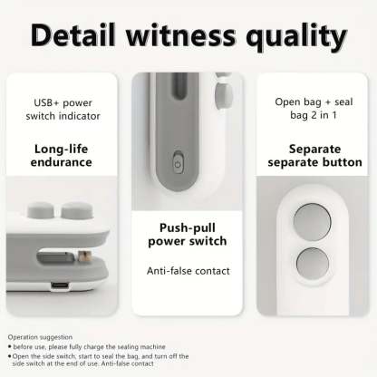 Small 2-in-1 Rechargeable Magnetic Snack Sealer Household Mini Sealing Machine