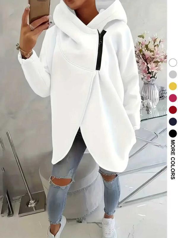 Women's Plus Size Hooded Sweatshirt, Half-zip Fashion Design