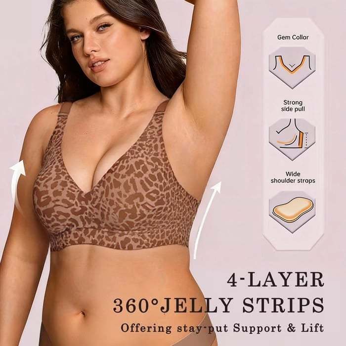 🏆LAST DAY SALE 49% OFF 🔥Super Firming Leopard Print Jelly  Bra | Women Wirefree Bras 👍No More Sagging Breasts