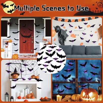 🎃2025 Halloween Must-Have🦇: 3D Bat Light Decoration Set
