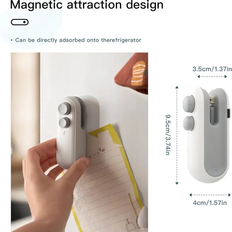 Small 2-in-1 Rechargeable Magnetic Snack Sealer Household Mini Sealing Machine