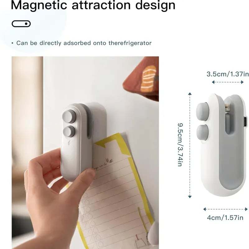 Small 2-in-1 Rechargeable Magnetic Snack Sealer Household Mini Sealing Machine