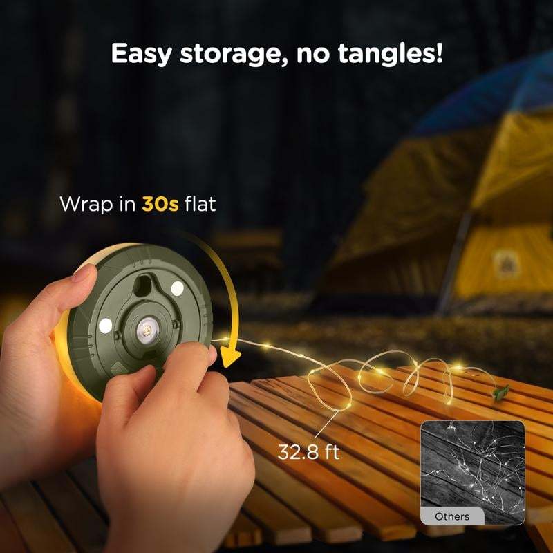 32.8ft Waterproof Portable Retractable Camping String Lights