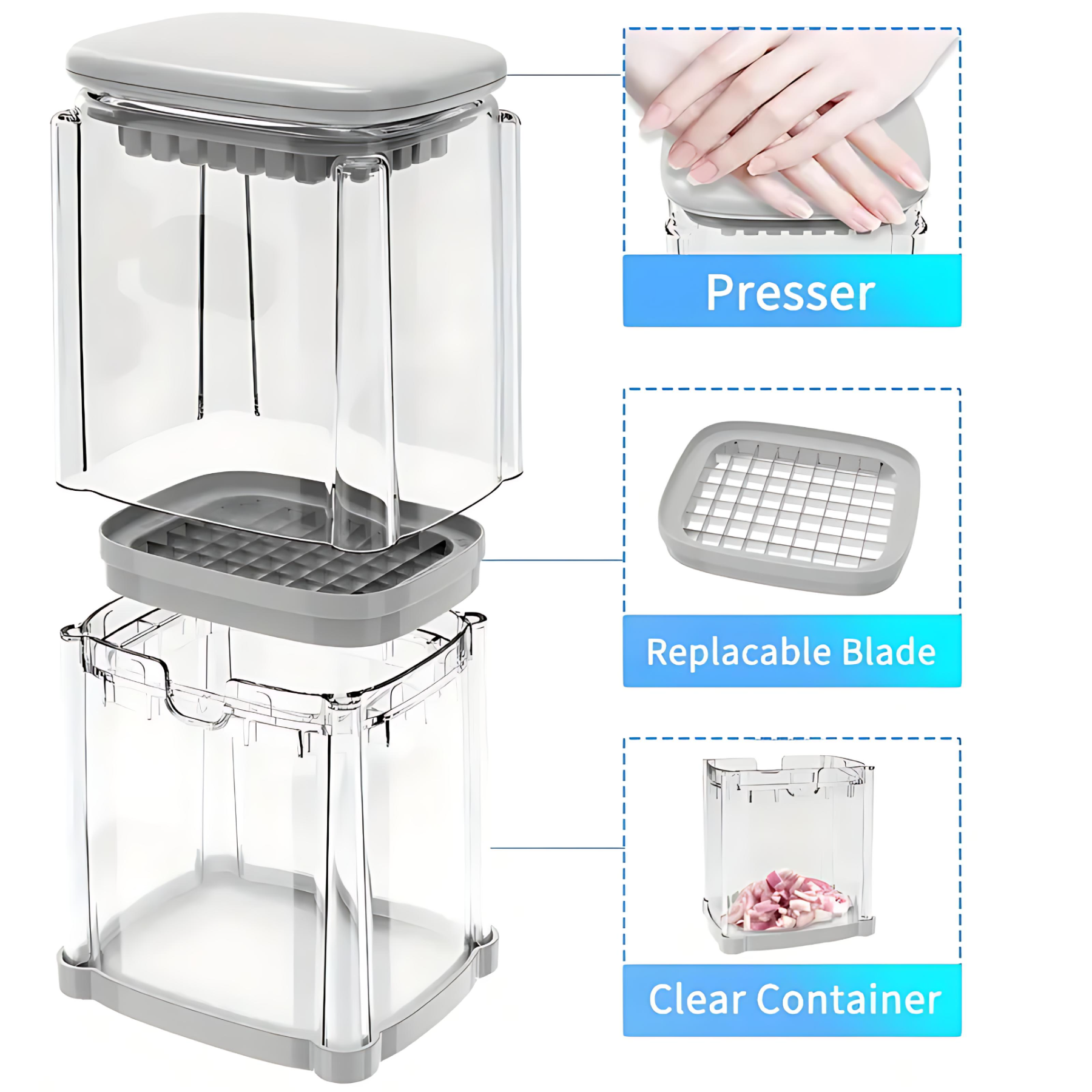 🔪 4-in-1 Manual Vegetable Chopper – No Power Needed | For Potatoes, Onions, Fruits & More 🍅🥔