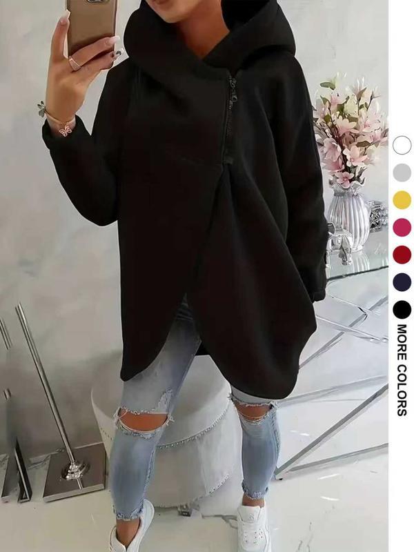 Women's Plus Size Hooded Sweatshirt, Half-zip Fashion Design
