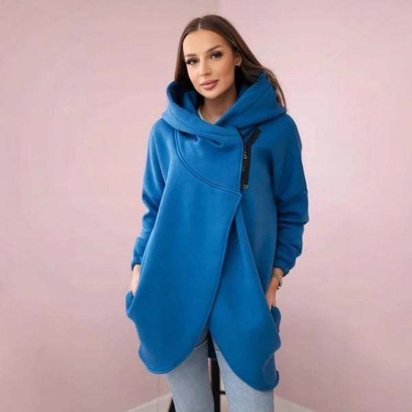 Women's Plus Size Hooded Sweatshirt, Half-zip Fashion Design