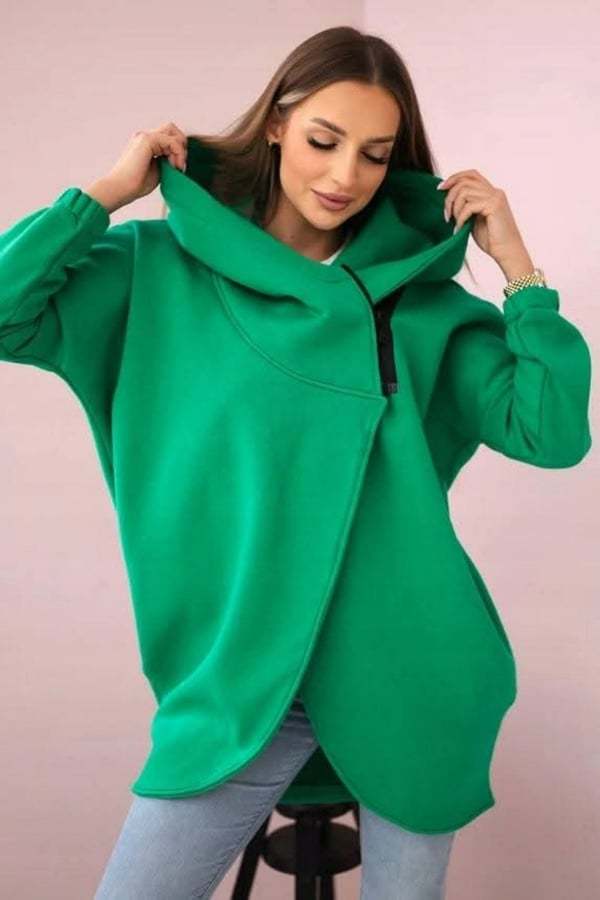 Women's Plus Size Hooded Sweatshirt, Half-zip Fashion Design