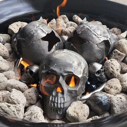 🎃2025 Halloween Hot Sale 🔥 Ceramic Fireproof Fire Pit Skull 💀
