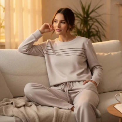 🔥LAST DAY 45% OFF✨Women’s Crew Neck Lounge Set - Soft Cotton Top & Drawstring Pants (50+ Reviews)