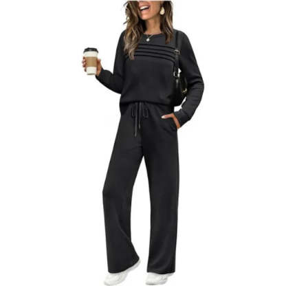 🔥LAST DAY 45% OFF✨Women’s Crew Neck Lounge Set - Soft Cotton Top & Drawstring Pants (50+ Reviews)