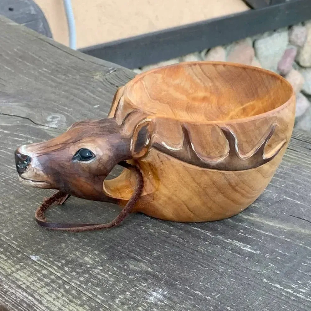 💥New Year Sale💥 🦌Animal Handmade Wooden Cup