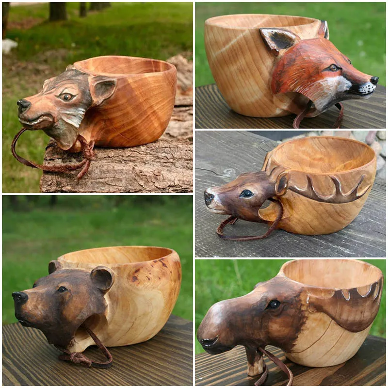 💥New Year Sale💥 🦌Animal Handmade Wooden Cup