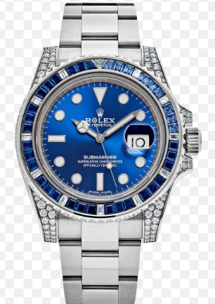 Rolex Submariner silver bracelet with diamonds