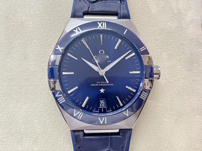 SBF OMEGA CONSTELLATION 131.33.41.21.03.001 VS FACTORY BLUE LEATHER STRAP
