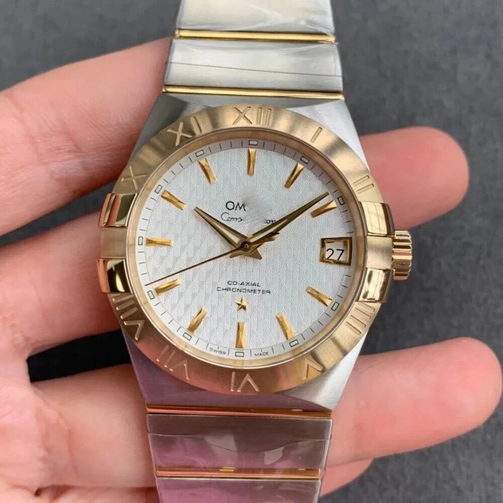 OMEGA CONSTELLATION 123.20.38.21.02.006 VS FACTORY GOLD BEZEL