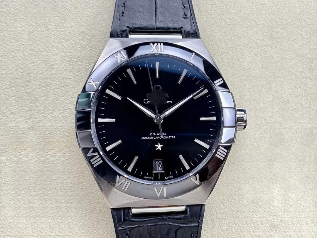 SBF OMEGA CONSTELLATION 131.33.41.21.01.001 VS FACTORY BLACK LEATHER STRAP
