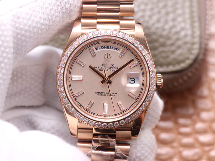 ROLEX DAY DATE M228345RBR-0007 EW FACTORY DIAMOND-SET BEZEL