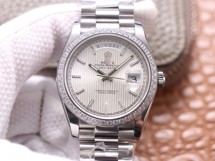 ROLEX DAY DATE M228349RBR-0007 EW FACTORY DIAMOND-SET BEZEL